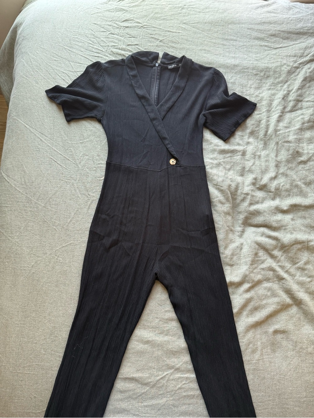 Cotton On Black Ribbed Wide-Leg Jumpsuit
